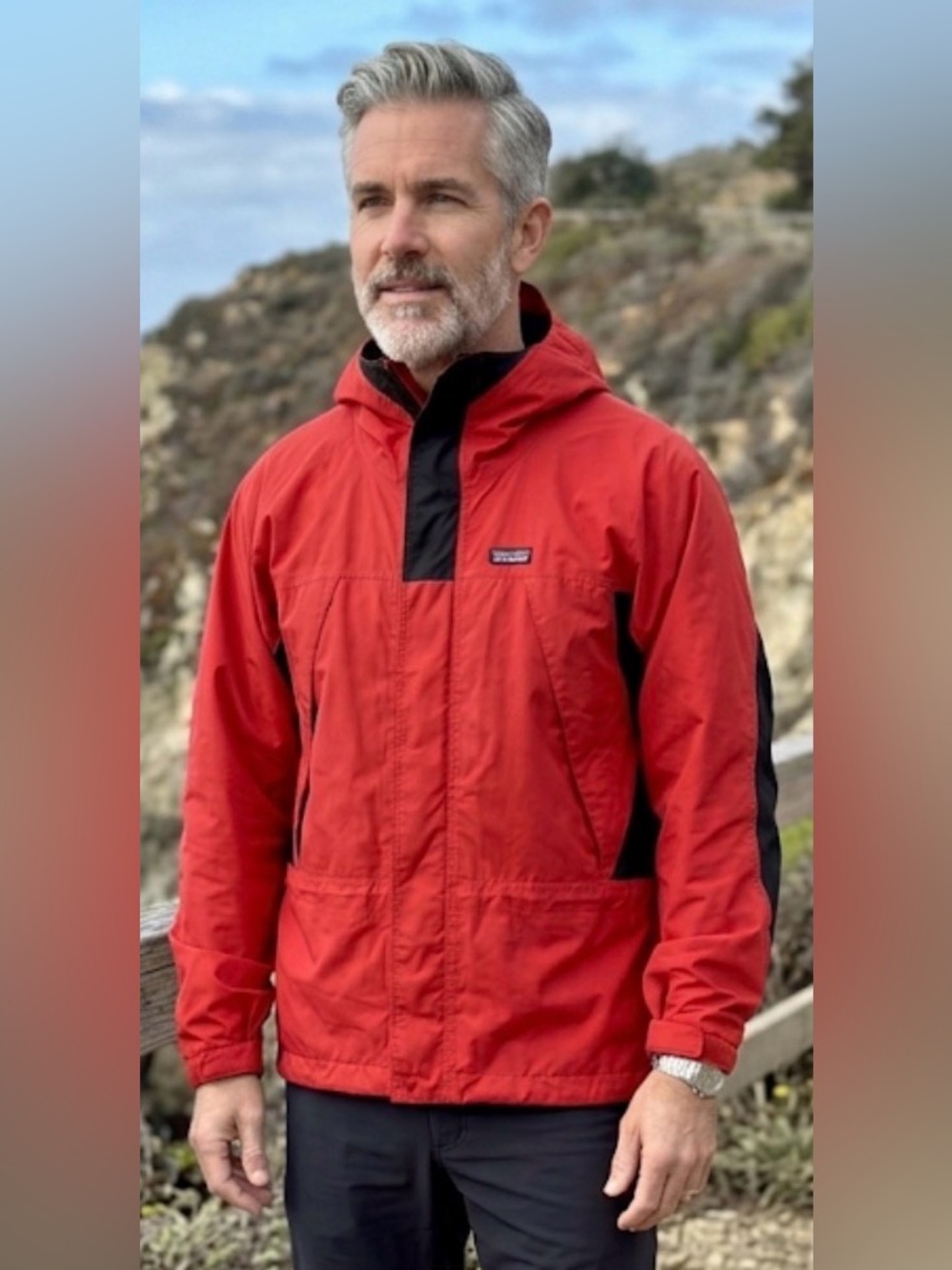 PATAGONIA Vntg 2000 Red Storm Hooded Rain Windbreaker Jacket 83505 M’s Small